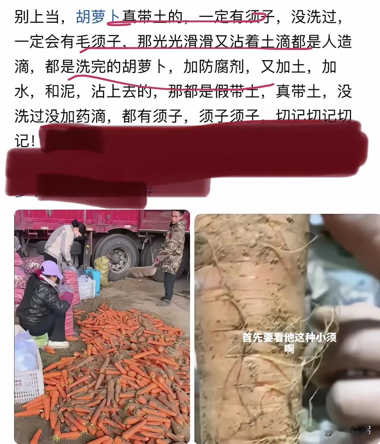 就连胡萝卜也上黑名单了。在超市买的带泥胡萝卜，比不带泥的贵5毛钱，我总以为带泥的