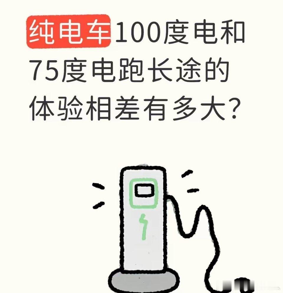 100度电的电车和75度电的，看着就差25度，按说续航也就差四分之一。可实际跑起