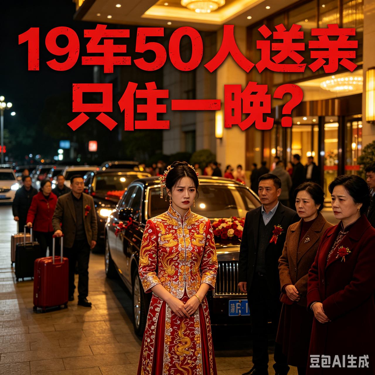 19车50人千里送亲，婆家只订一晚酒店！新娘当场掀桌连夜返程。都说远嫁拼的不是彩