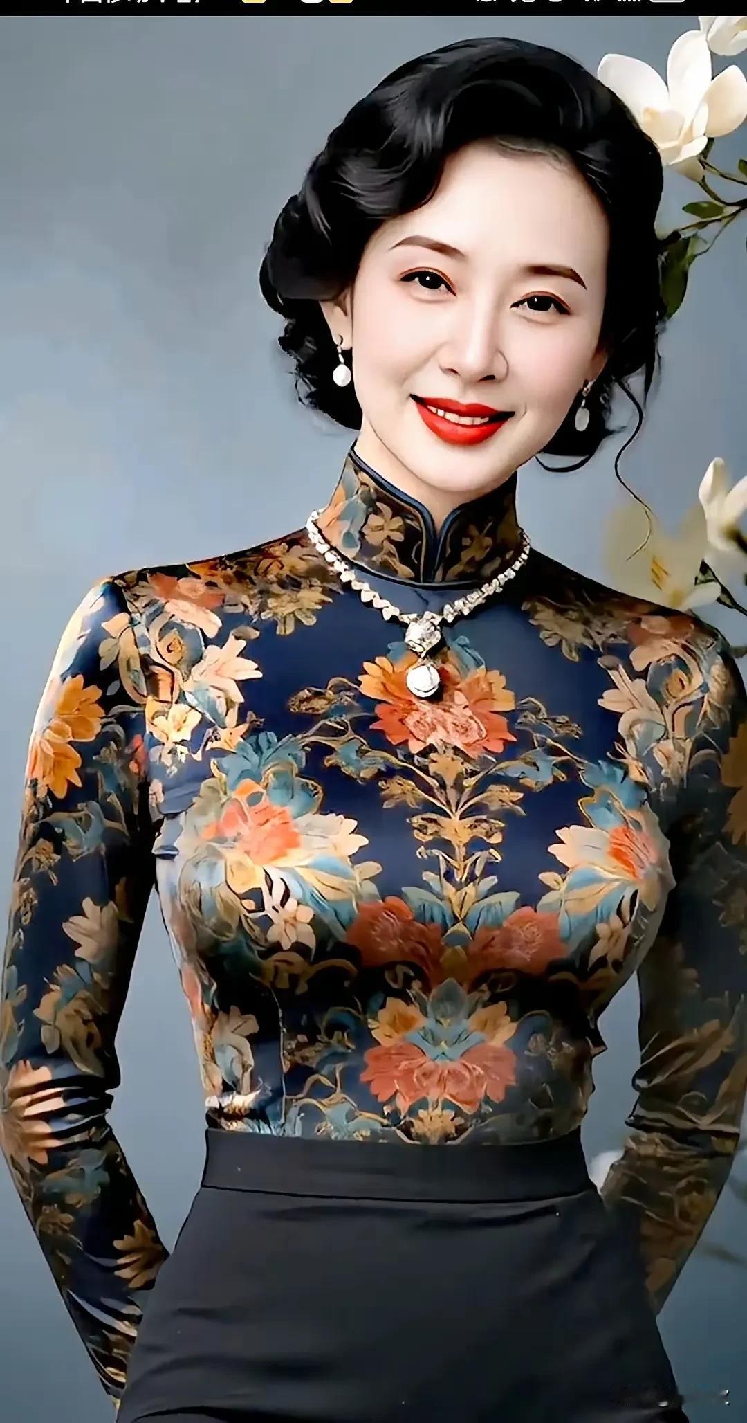 旗袍美女，优雅端庄风姿绰约，眉清目秀花容月貌，仪态万方眉似春山寒远黛，目