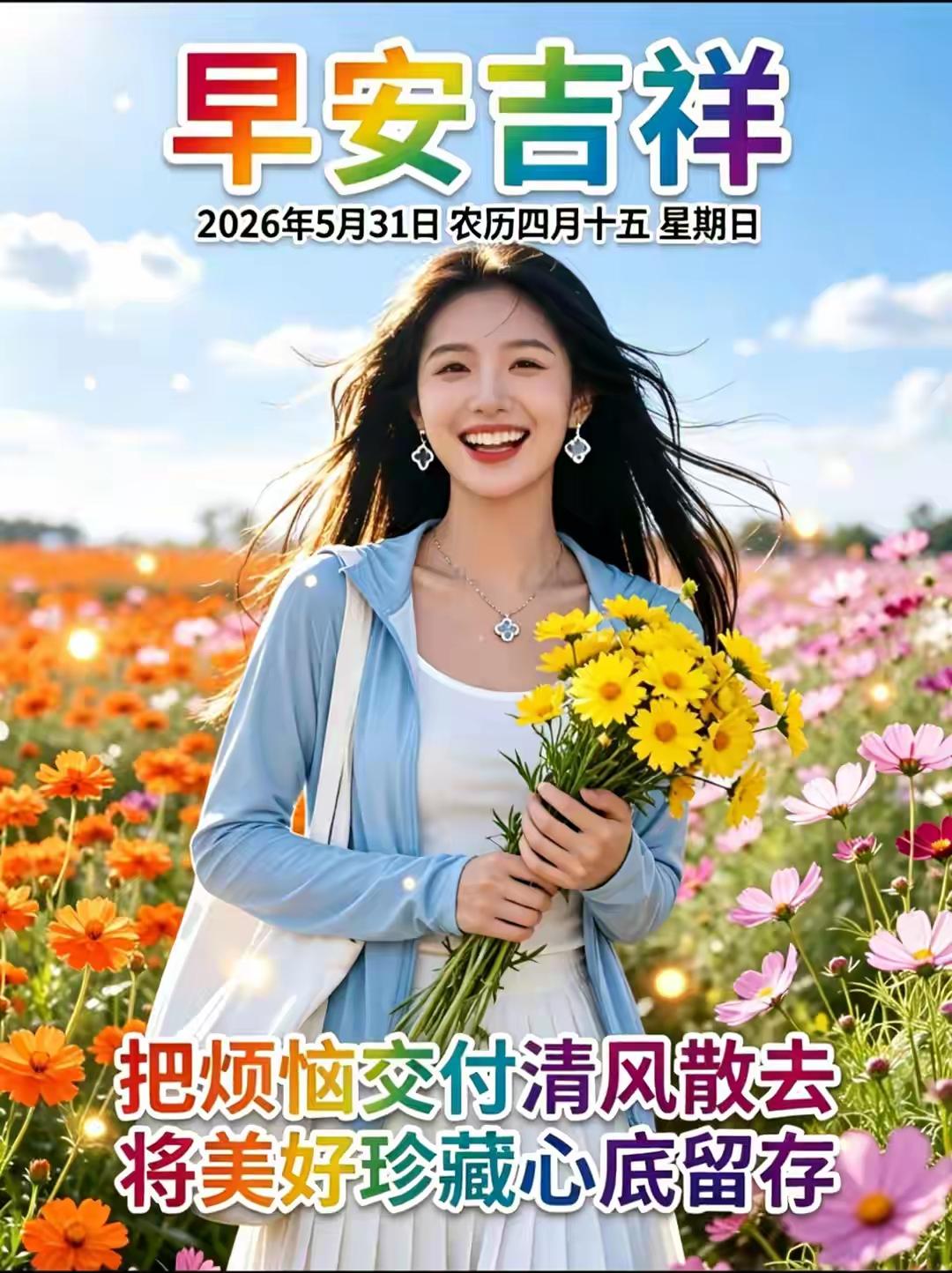 🌸早上好🌸心宽岁月暖，常笑意悠然，清晨寄问候，句句皆祝愿。平安胜千金，
