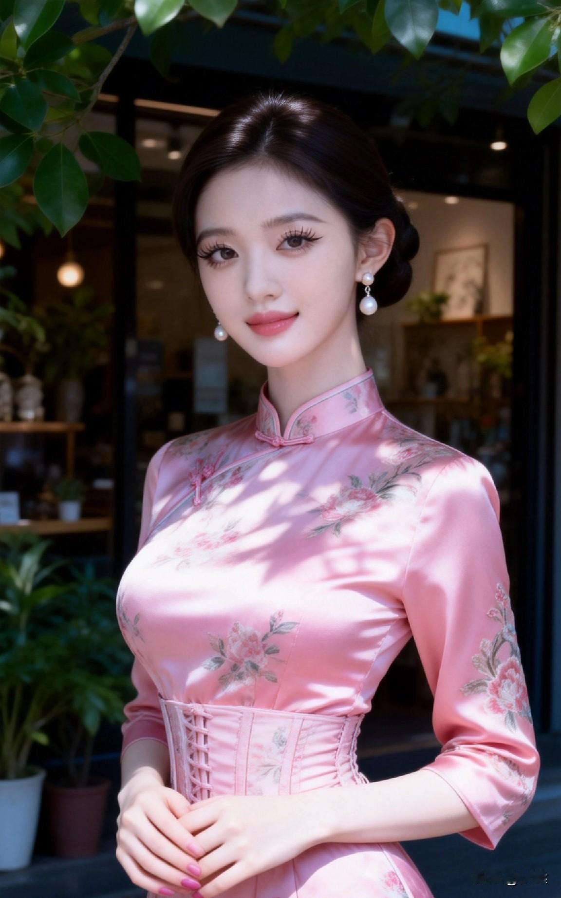 粉嫩旗袍，优雅动人，复古韵味十足！🌸💃江南风旗袍照减龄中式旗袍旗袍国风旗
