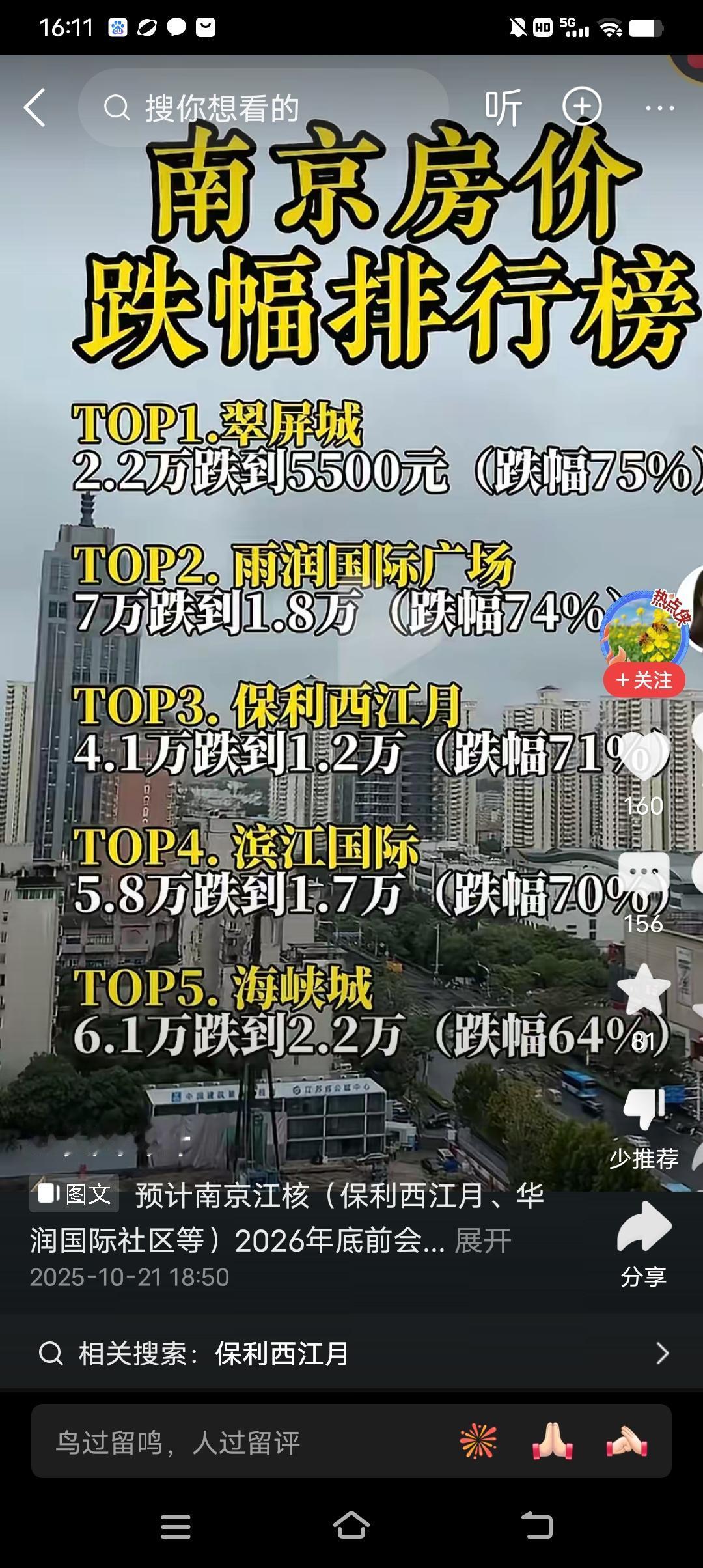别在唏嘘临沂房价跌了，咱看看南京，也是跌麻了。老卜不是南京人，不知道这些楼盘具体