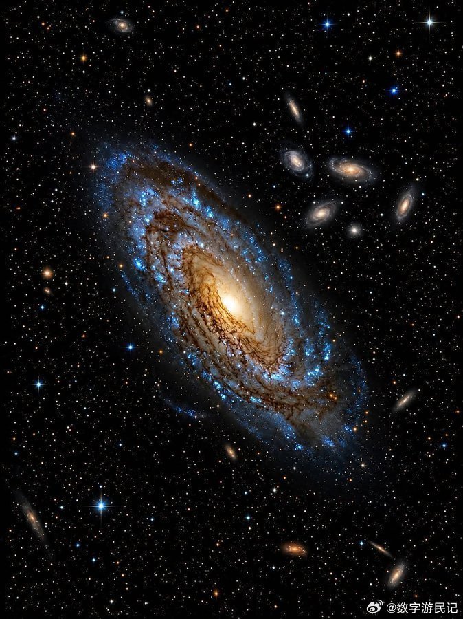 NGC7331：银河系的天体双胞胎天鹅座中的倾斜杰作在飞马座星系中，漂浮着