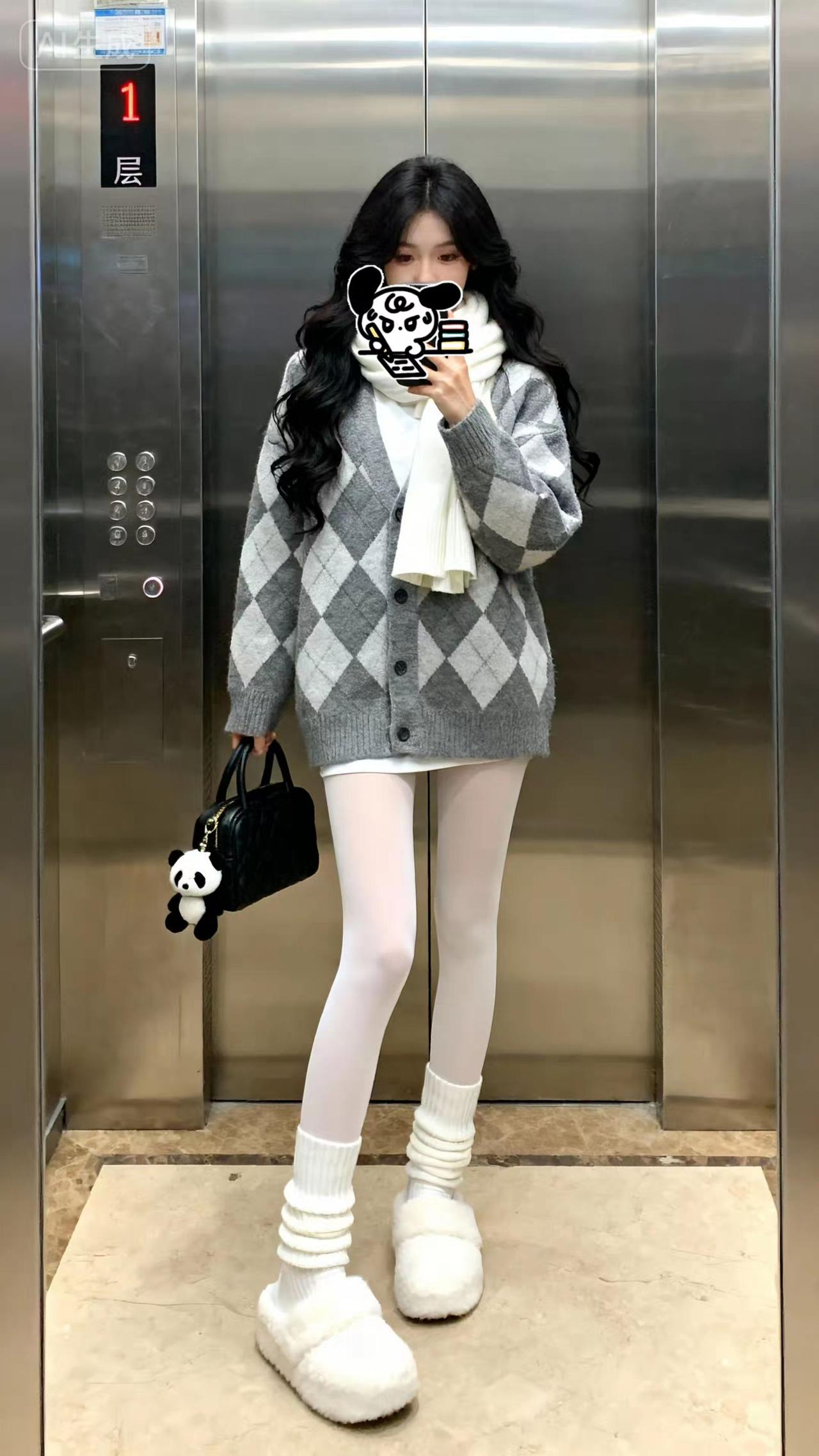 风好冷，但吹不着我，哈哈😁ootd穿搭韩系穿搭日常分享今天穿什么