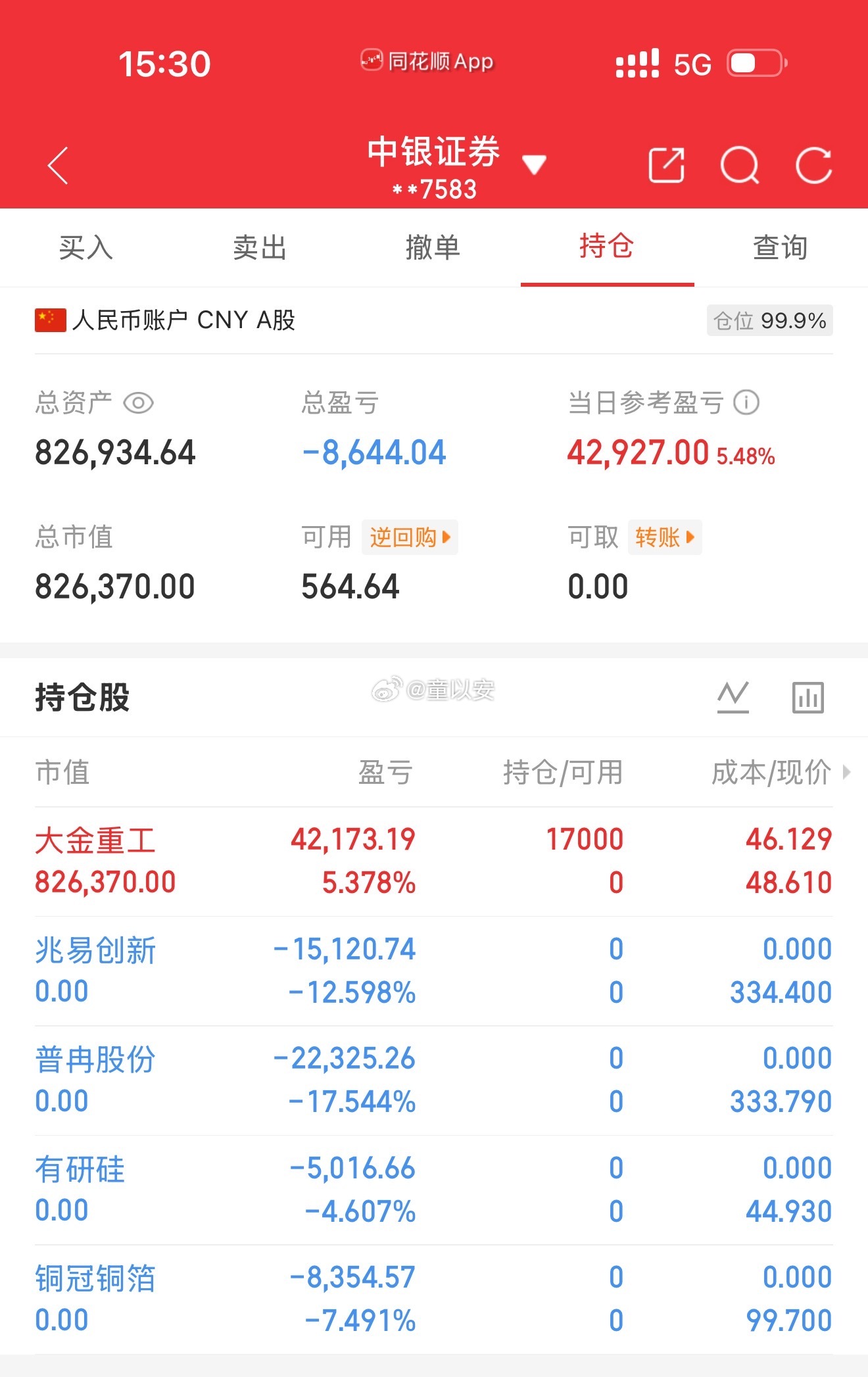 10月8日数据更新（第1天）总资产：826934当日参考盈亏+42927温