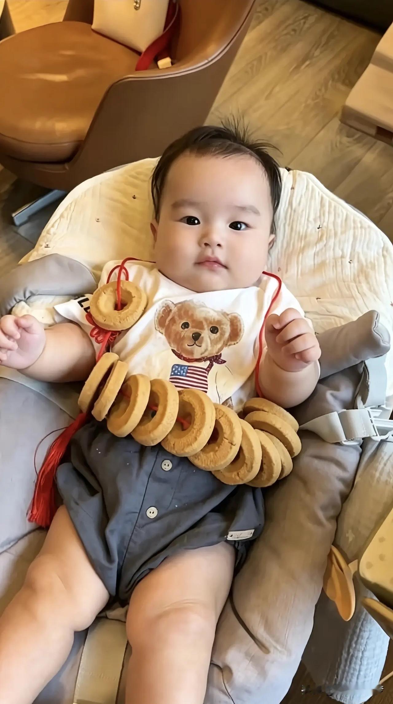 汪宝儿这小娃娃真会长啊，模样长得，像爷爷，又像奶奶。这大胖孙子，白胖白