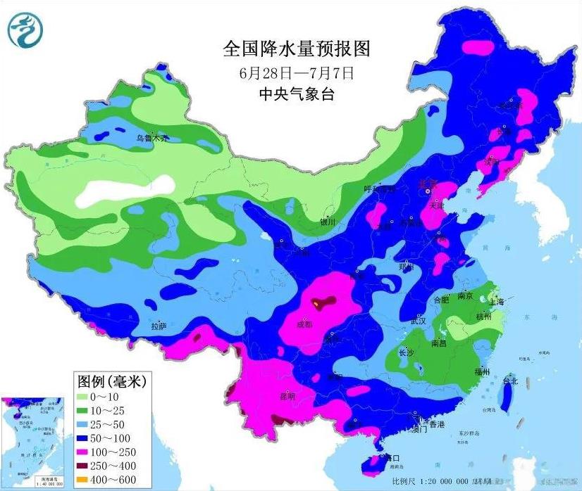 根据中央气象台的预报，预计未来10天我国主雨带北抬华北黄淮、四川盆地多降水，长