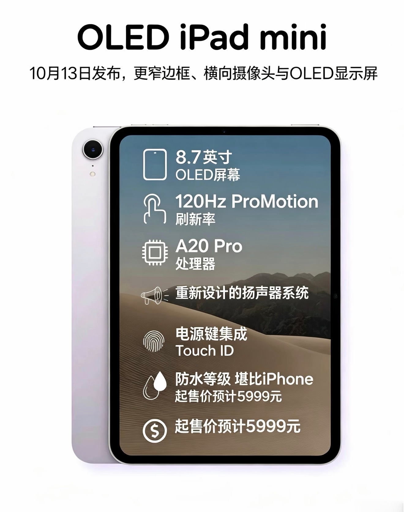 iPadmini7定档10月13日发布，升级幅度巨大！搭载8.7英寸OLED屏