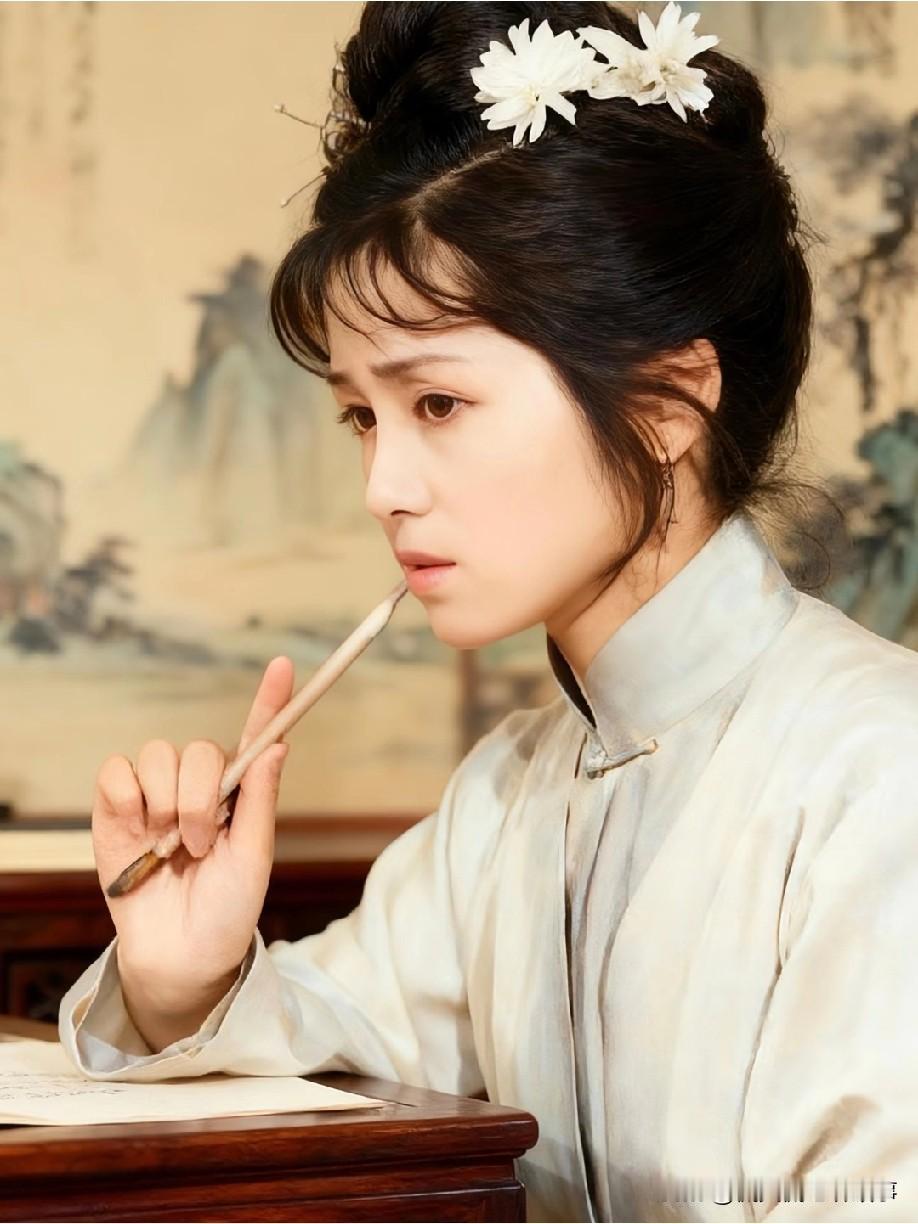 张蕾的黛玉试妆照这颜值妥妥贴合原著里林妹妹的美貌级别，她一度也是黛玉角色的有力竞