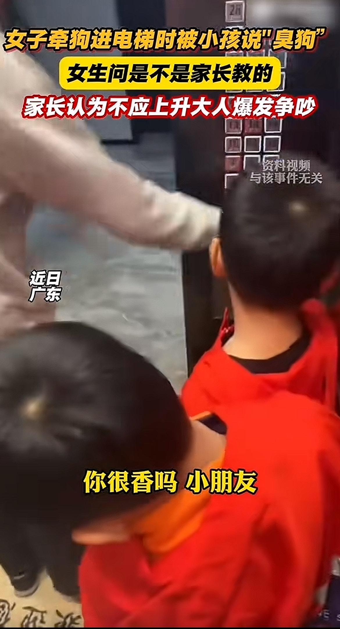 这下真是出名了！不仅是广东人，全国人民都知道了。一女子带狗进电梯，竟然被小孩
