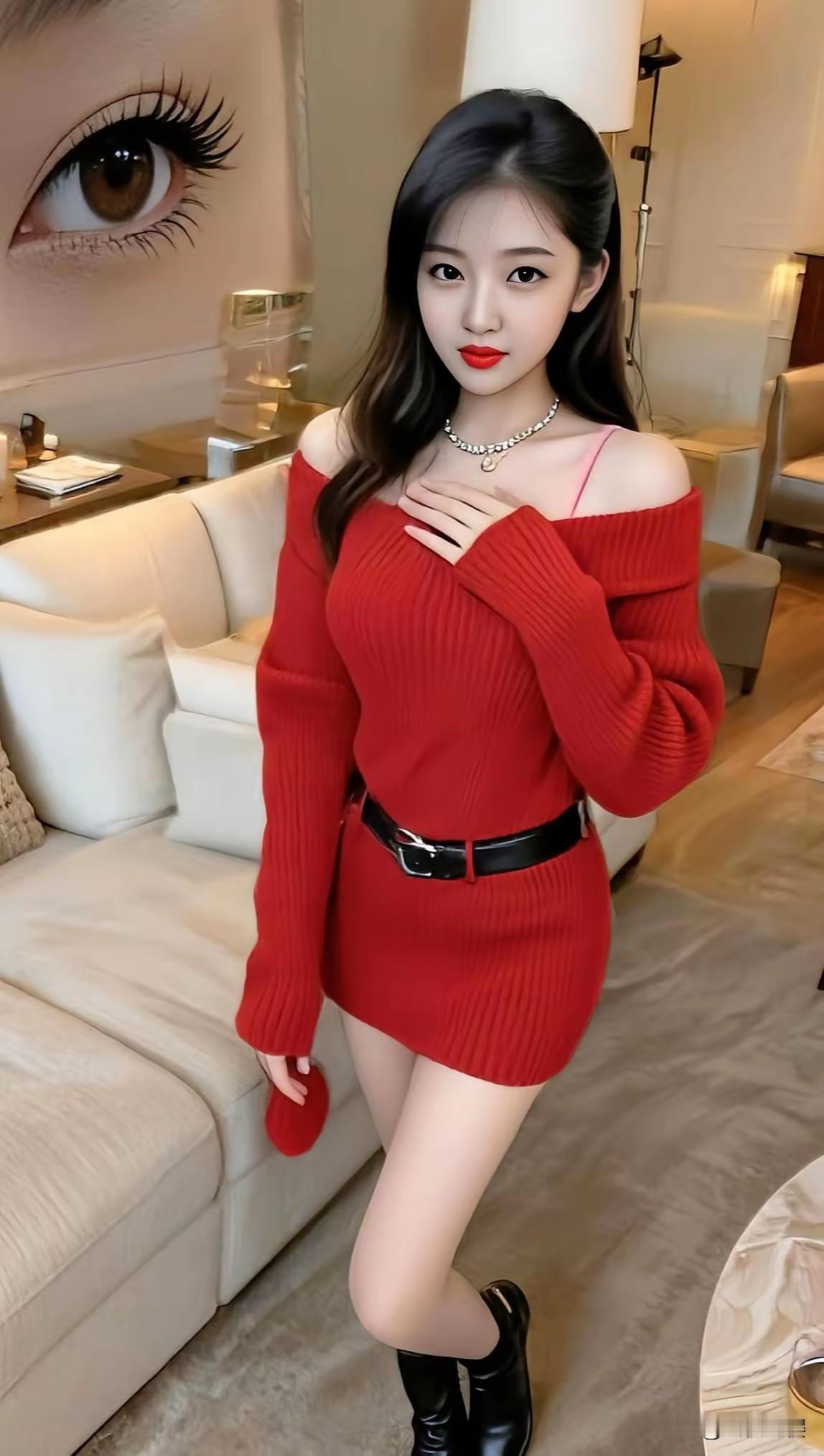 居家甜美红裙和可爱粉裙写真，这穿搭简直是优雅气质的代名词！居家梦幻红裙红裙