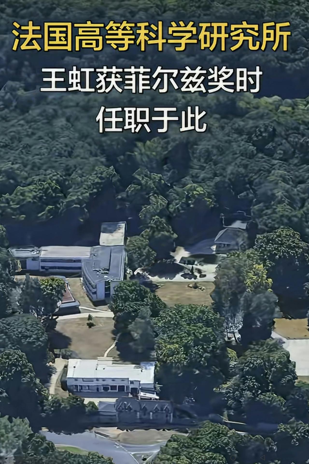 王虹在这样绿树成荫的地方工作，好舒服啊！这是网友拍的视频截图：法国高等数学研究