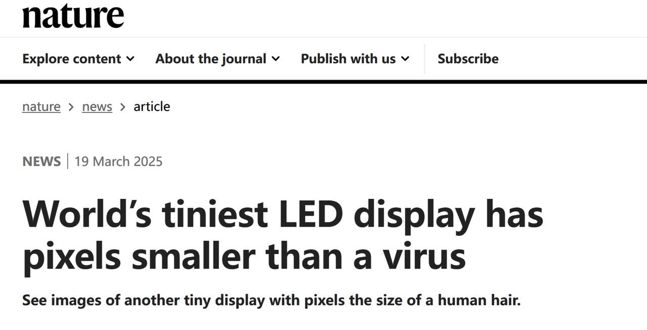 浙江大学物理学家制造出最小的LED显示屏浙江大学赵保丹及其同事在《自然》