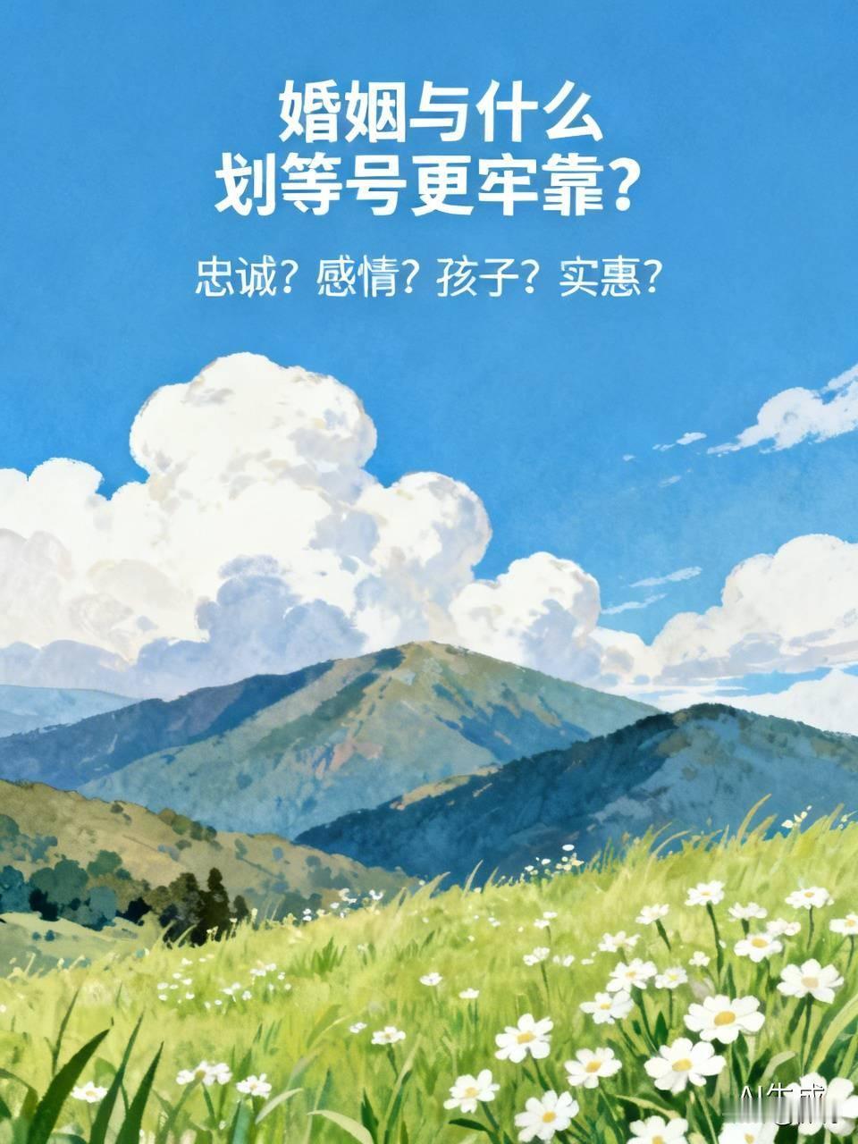 问下大家把婚姻和什么划等号比较靠谱？有人说感情，女人会说感情值几个钱，不如来