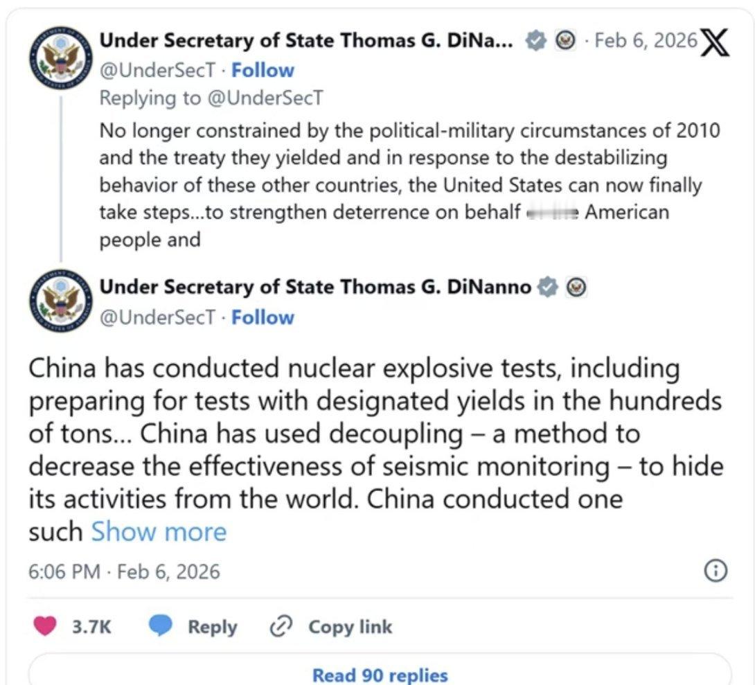 《经济时报》2月8日报道，美方声称中国在中印2020年加勒万河谷冲突后秘密进行核