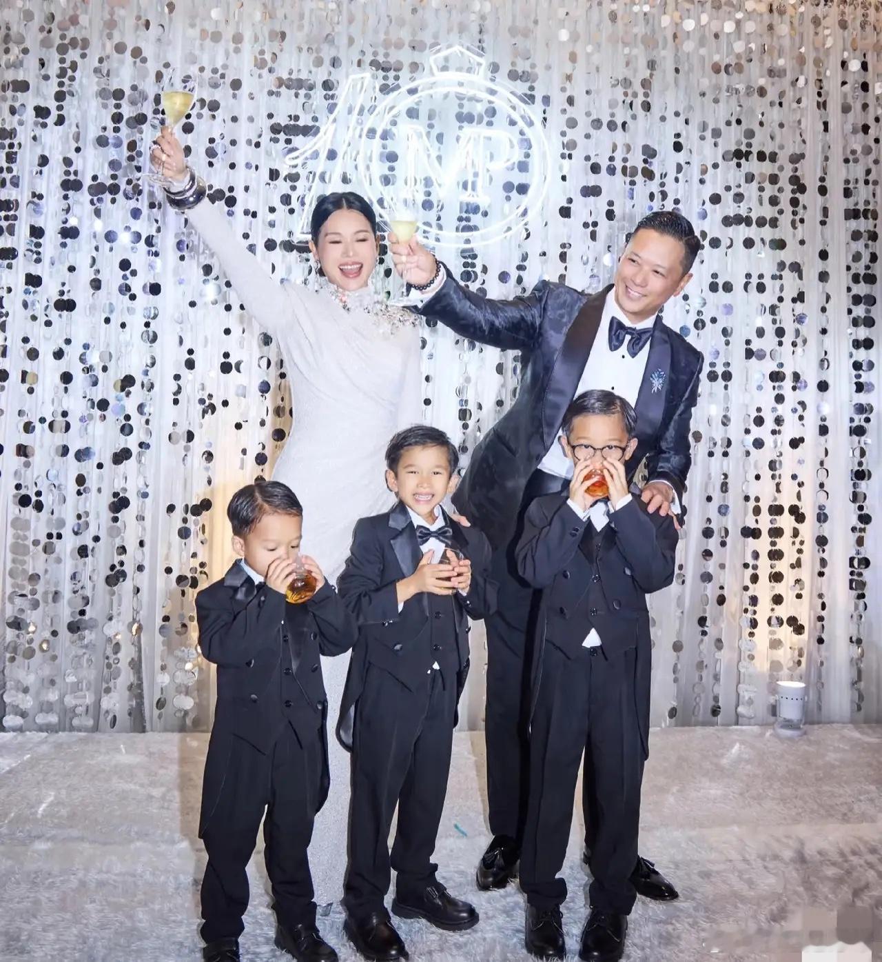 胡杏儿晒出结婚10周年派对，这三个小朋友，实在是太可爱了！现在很多香港明星很有趣