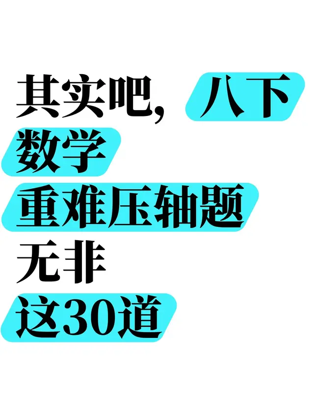 其实吧, 八下数学重难压轴题无非就这30道!