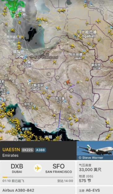 以色列开始第一波空袭时，伊朗没有关闭领空，各航空公司也没有收到消息，仍有数十架民