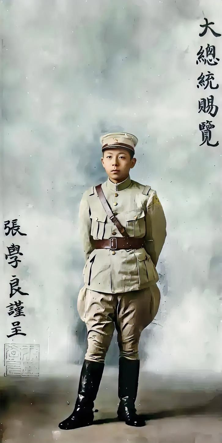 这是宋庆龄保存的张学良赠孙中山先生的题照。这是一张不多见的照片，此时的张学良