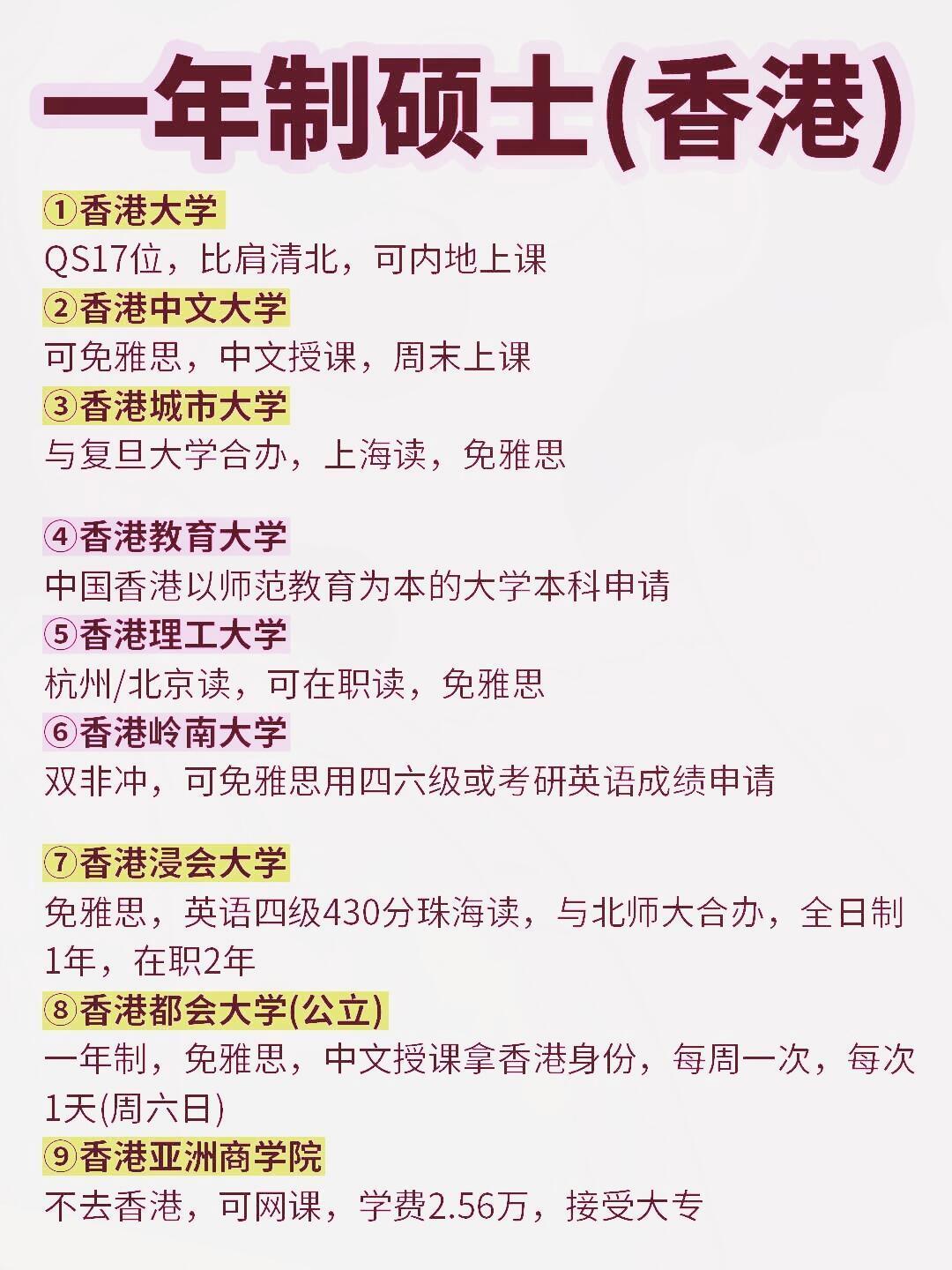 一年制硕士（香港篇），纯申请提升学历，目的不仅仅在于知识的增长，更多的是为了