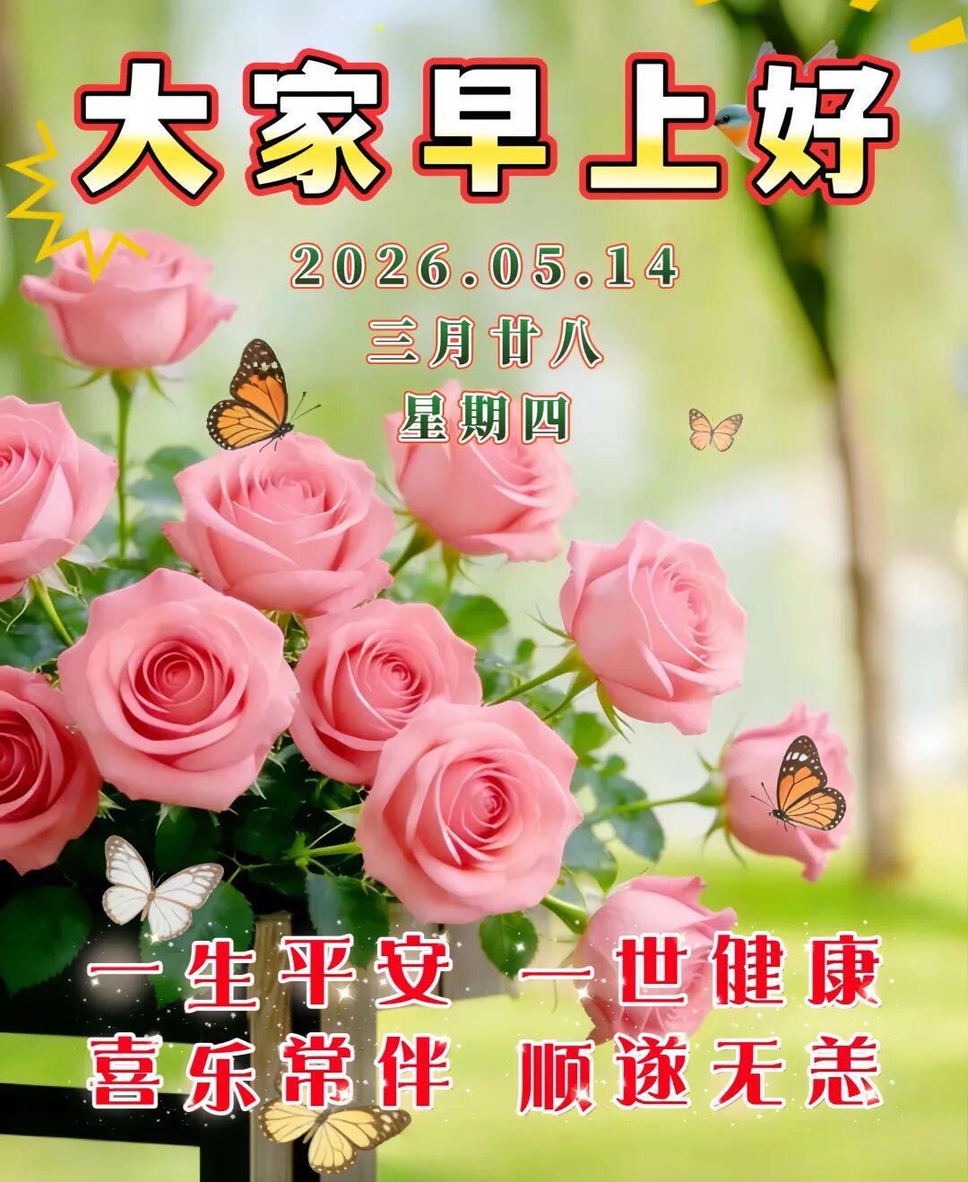 ☀️阳光在照，好运在笑，🍃我的祝福一早送到，💛愿我们在每天的日子里，🍎吉祥