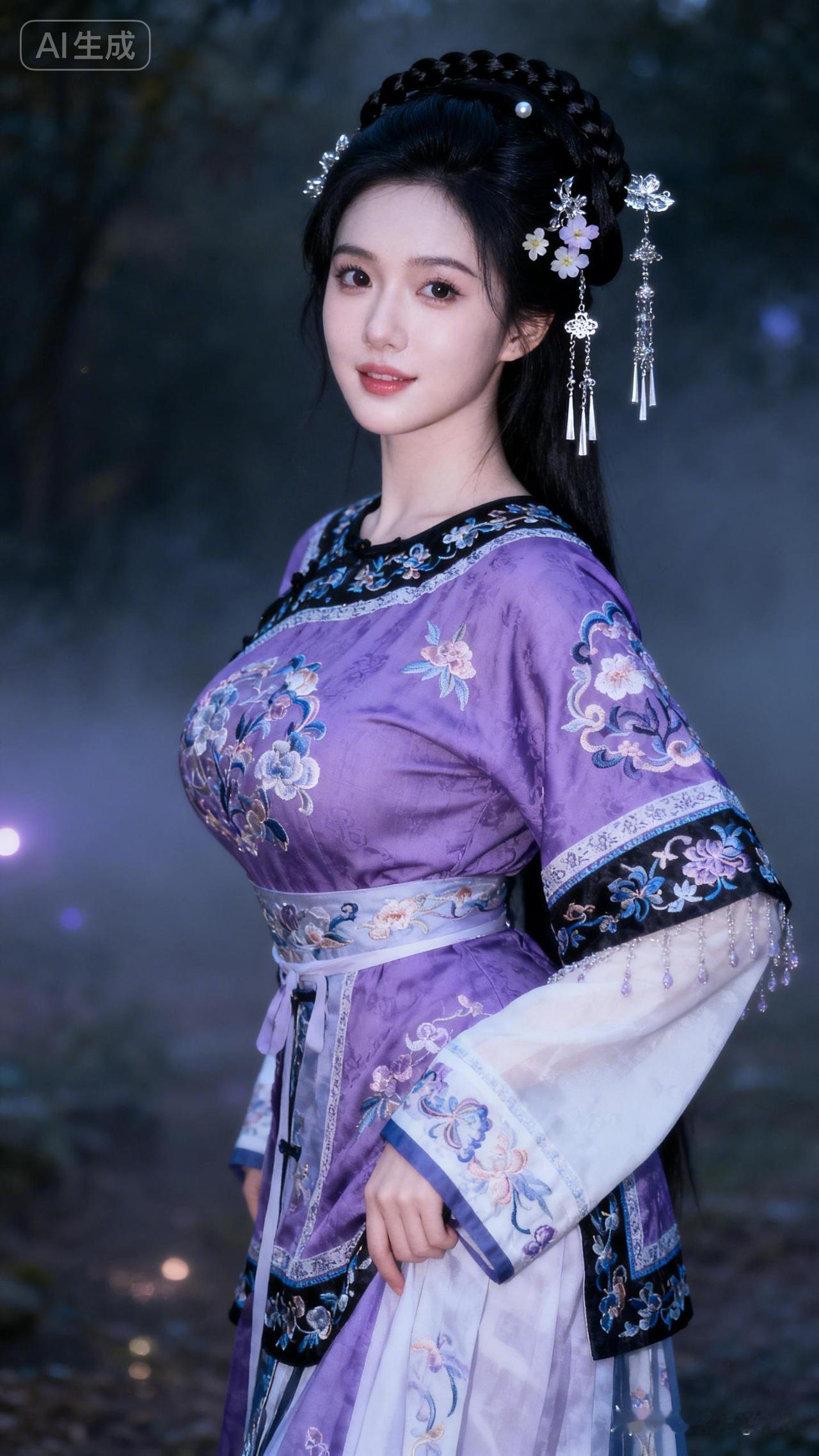 古风少女，紫衣飘飘，宛如仙子下凡！