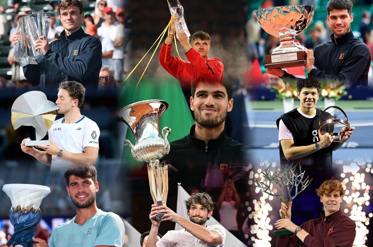 随着辛纳力克阿利亚西姆赢得巴黎大师赛男单冠军，本赛季男子网坛9项大师赛男单冠军各