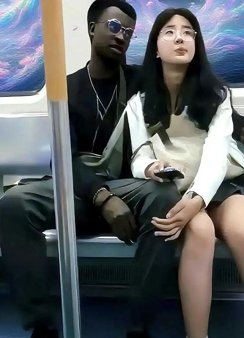 今天地铁上看到一个黑人小伙搂着个姑娘，确实挺显眼