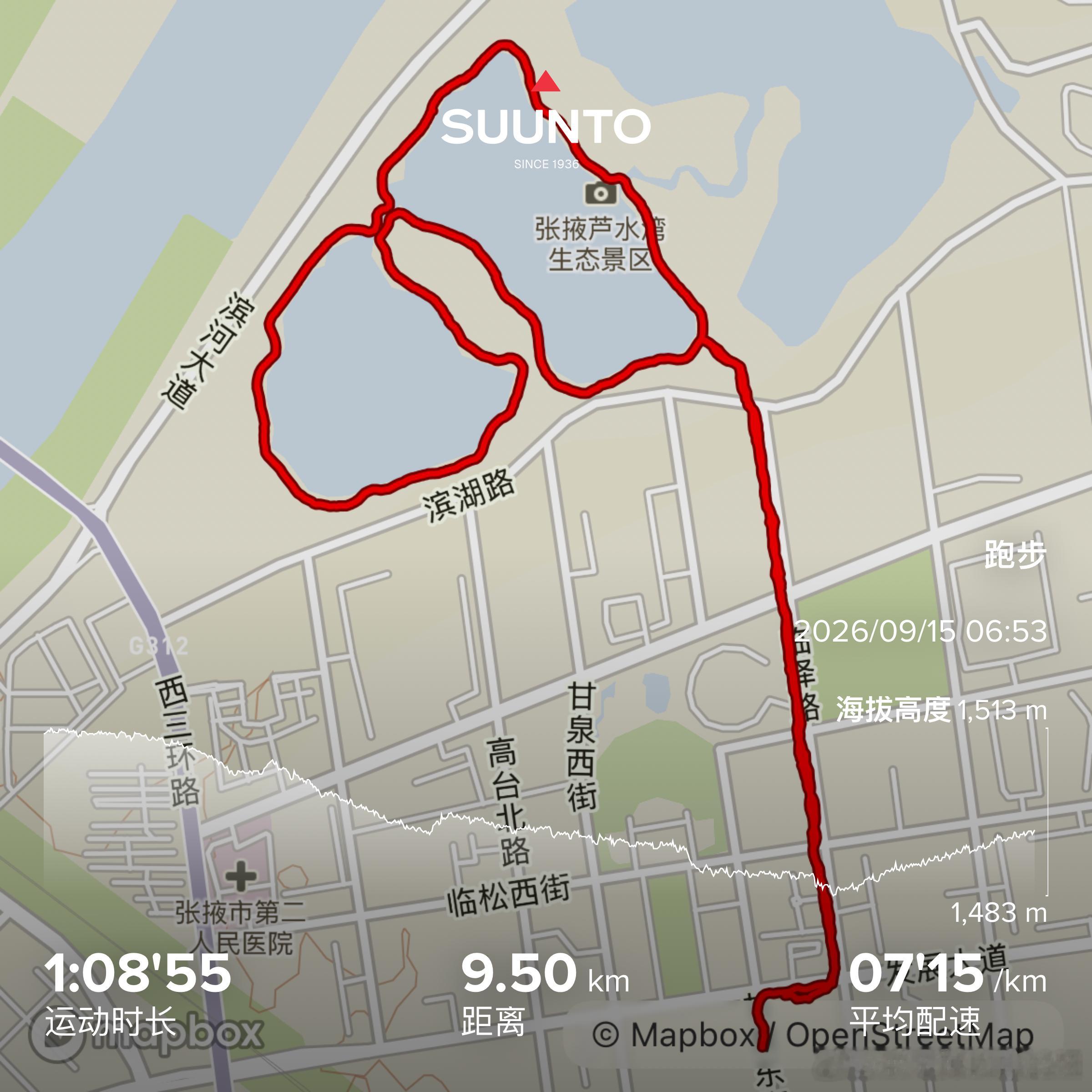 跑步早起慢跑9K，在湖边看到了日出～🌅跑步原来开窍是做具体的事做好眼前的事。​​​