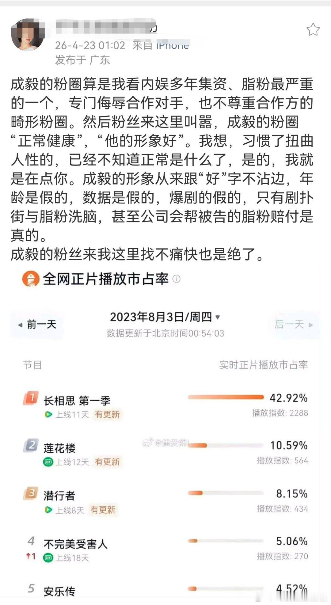 这个博主曾经是牛泥剧粉，知道cy不少前尘往事，因为最近iejj私信骚扰她，她出来