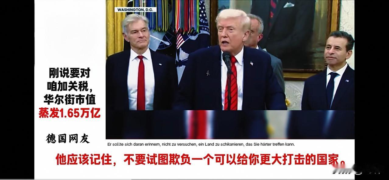 德国网友：美国应该记住，不要试图欺负一个可以给你更大打击的国家。德国网友：面