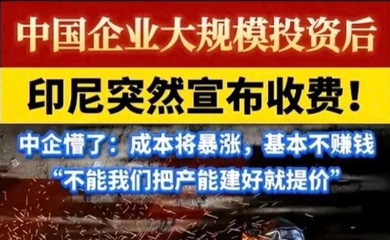 印尼操作简直离谱到惊掉全球人下巴！百亿美金中企累死累活帮它坐稳全球镍霸主，转头翻