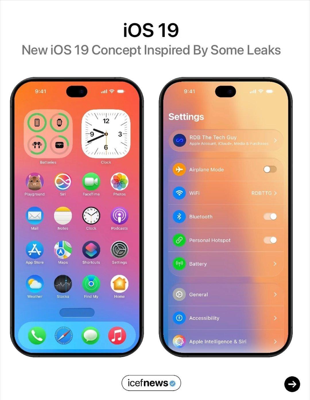 网传的iOS19系统界面，果粉应该接受不了这种园标吧！​​​