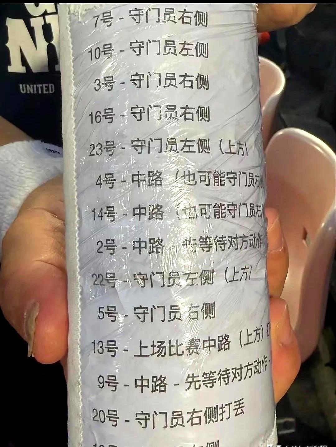 点球大战前，乌兹别克斯坦门将趁裁判不注意，把国足门将李昊的水瓶扔上了看台。瓶子上写着对手罚点球习惯的