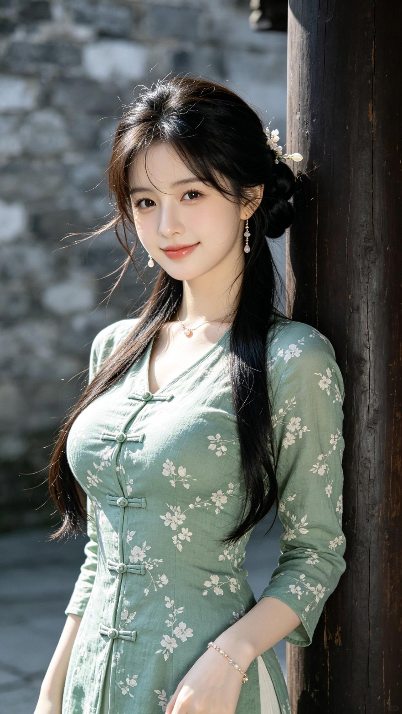 青衣倚木，花影入梦你心中的美女啥模样。