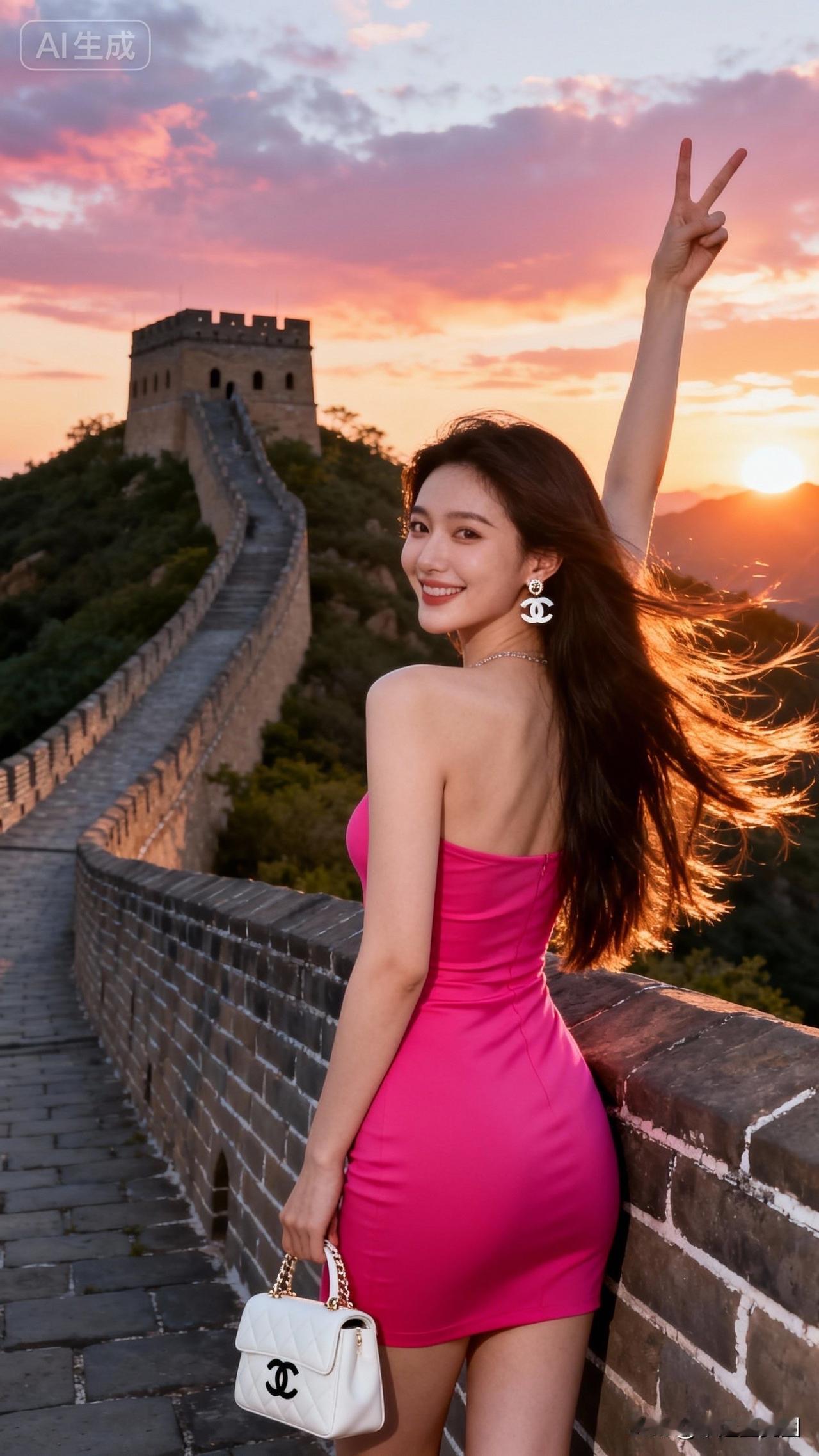 🌇在八达岭长城上，与夕阳共舞，感受历史的厚重与自然的壮美。