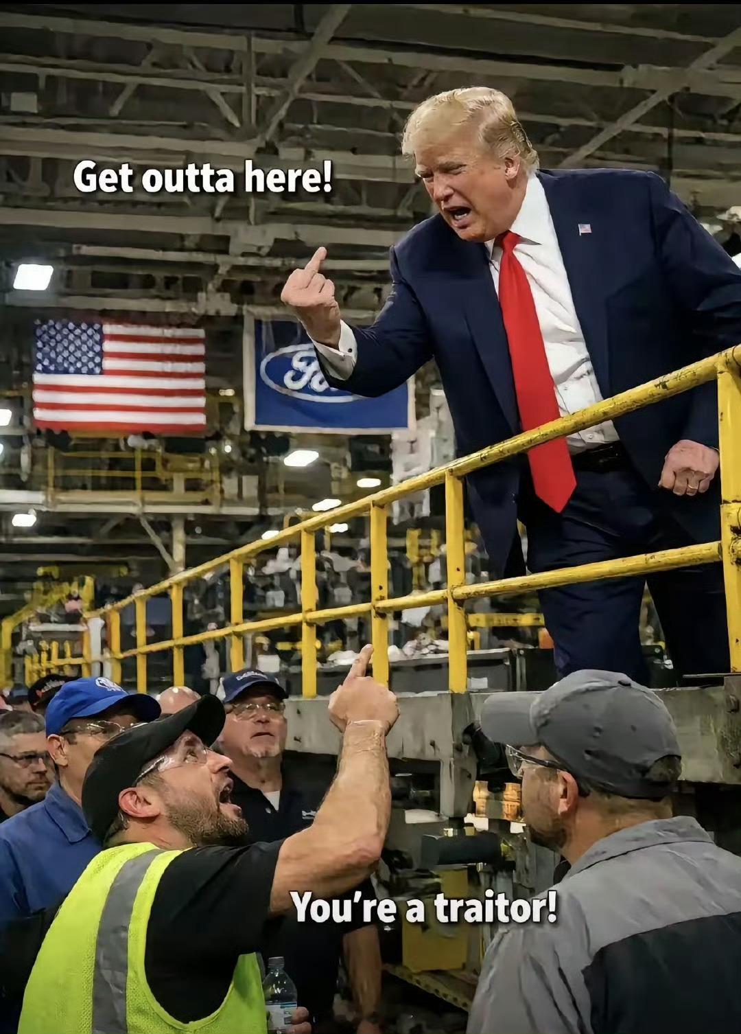 在福特被一个工人指着鼻子骂