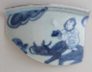 请教:他是谁？骑牛，拿着啥？瓷器画