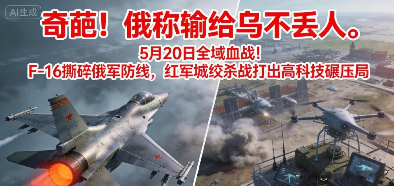 《奇葩！俄称输给乌不丢人。》5月20日全域血战！F-16撕碎俄军防线，红军城绞