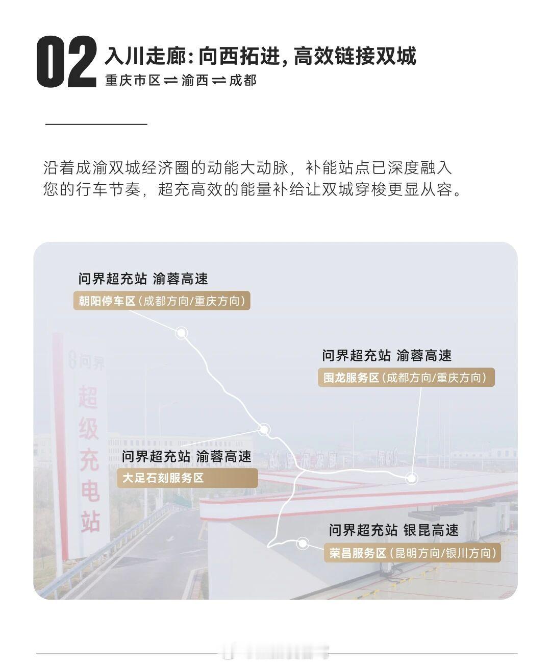 问界汽车川渝首批21座高速超充站上线了，前两天的问界M9星光之夜赛力斯张总说3