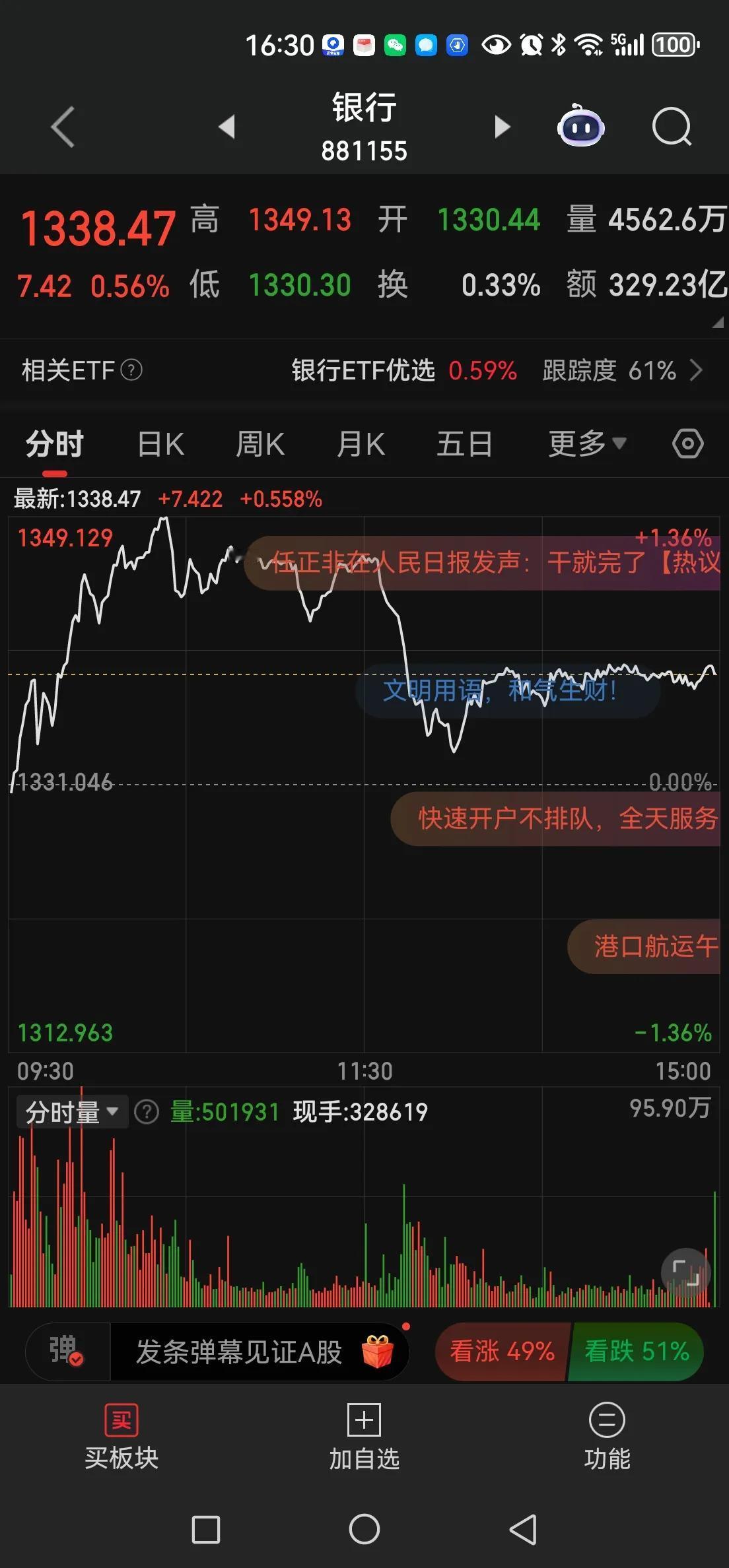 拉银行必定是主力预谋的一次收割，一次洗劫，下次如果银行板块拉0.5%以上，不要手