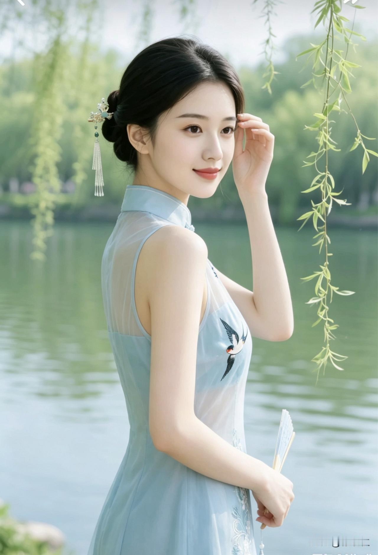 江南水乡，旗袍雅韵。一把雨伞，一把折扇。小桥流水，一叶扁舟。风情万种，流动