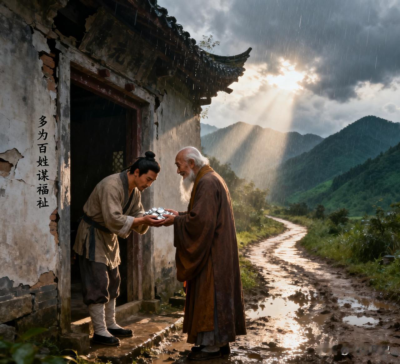 朱元璋微服私访，在一破庙避雨，老僧盯着他看了许久，叹气道：“施主面相极贵，可惜杀