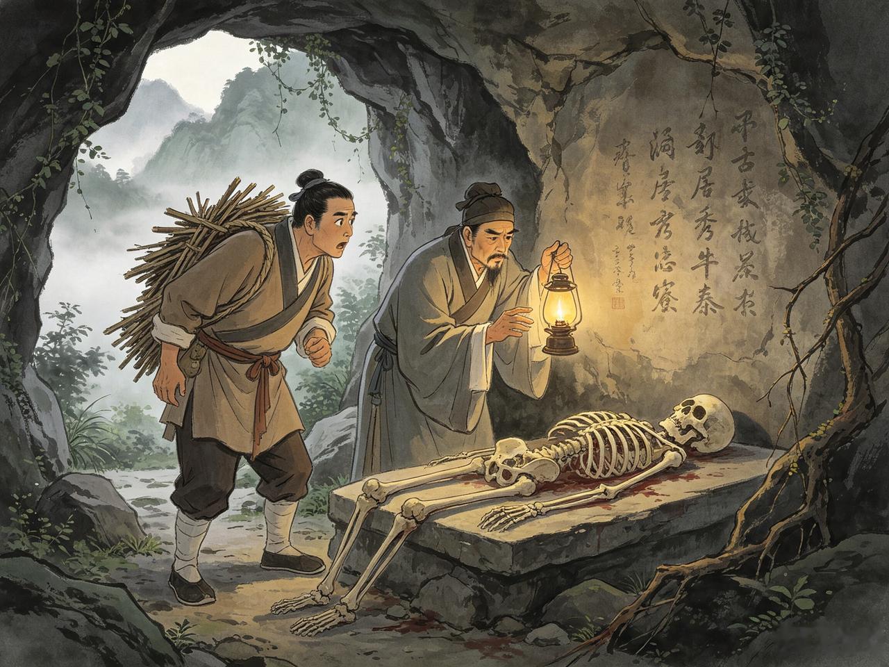 明朝永乐年间，武宁县有个樵夫牛某。一日上山砍柴，偶然在一处山洞里发现一具骸骨，洞