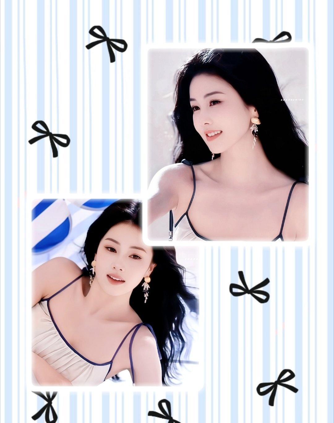 温柔蓝色系，可爱又美丽的白梦妍​