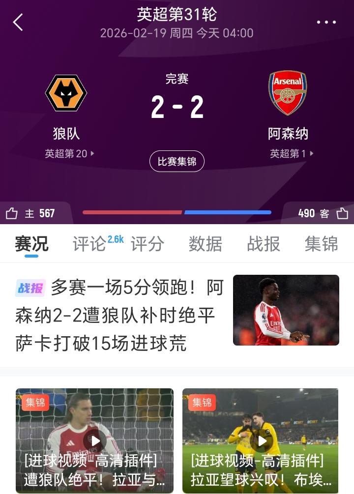 阿森纳不会又把今年冠军给玩没了吧！记得上次面对狼队就是最后时刻绝杀才艰难过关今天