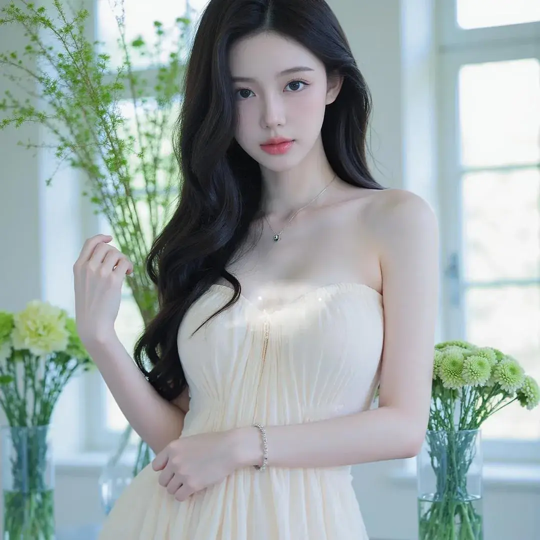 温柔少女，优雅花丛，清新自然