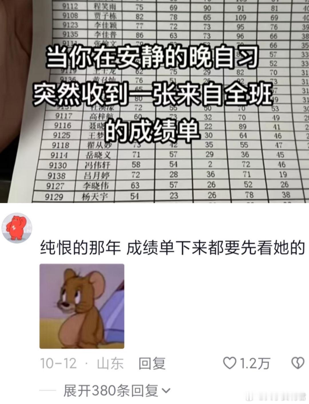 纯恨的那年成绩单下来都要先看她的​​​