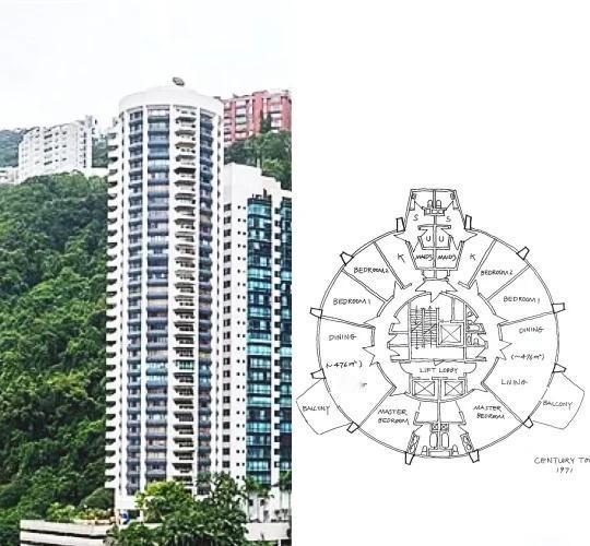 香港老钱风住宅———山顶世纪大厦一座做為1971年建成的世紀大廈，如今已跨過半